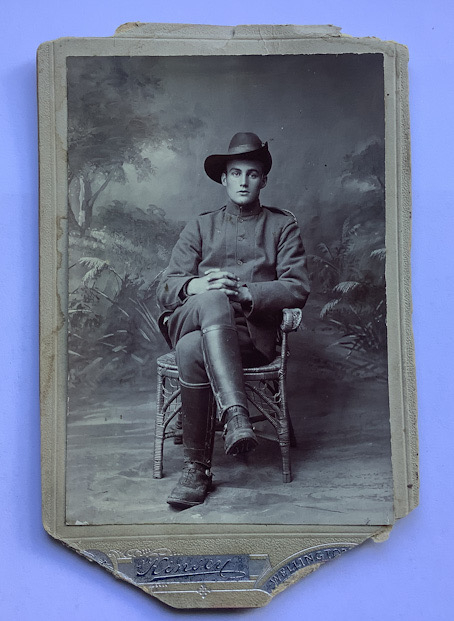 Scarce named New Zealand real photograph of soldier in Boer War